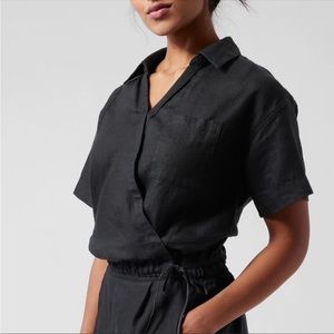 Athleta Playa Linen Tie Top Small Black
